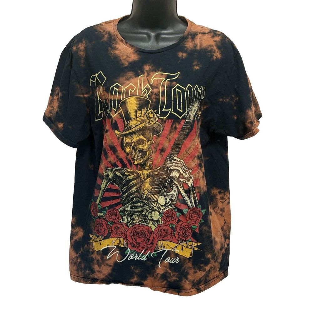 Chemistry‎ "Rock Tour" Graphic Short Sleeve Round Neck T-Shirt Tie Dye Size L